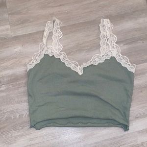 Green lace strap top